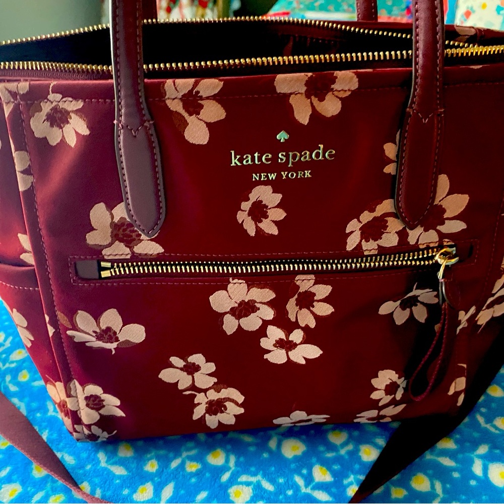 Kate Spade Maroon Floral Tote